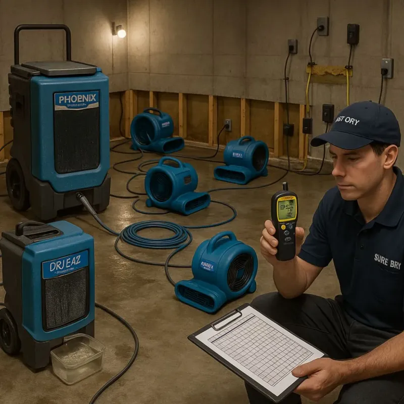 Structural Drying and Dehumidification process in Cornersville, TN